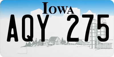 IA license plate AQY275