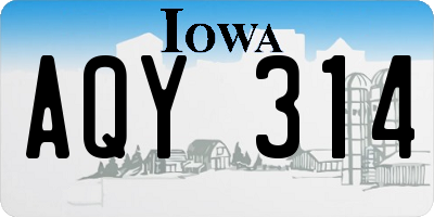 IA license plate AQY314