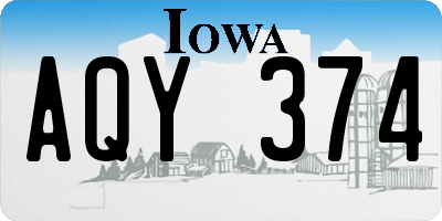 IA license plate AQY374