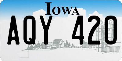 IA license plate AQY420