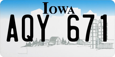 IA license plate AQY671