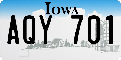 IA license plate AQY701