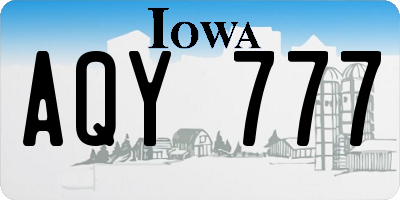 IA license plate AQY777