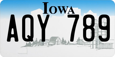 IA license plate AQY789