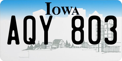 IA license plate AQY803