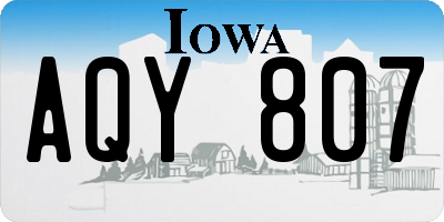 IA license plate AQY807