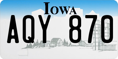 IA license plate AQY870