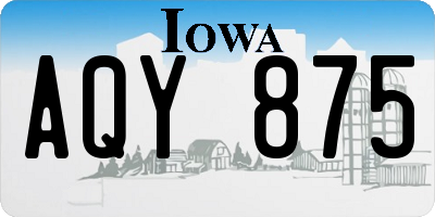 IA license plate AQY875