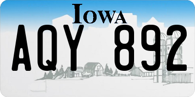 IA license plate AQY892