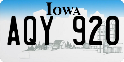 IA license plate AQY920