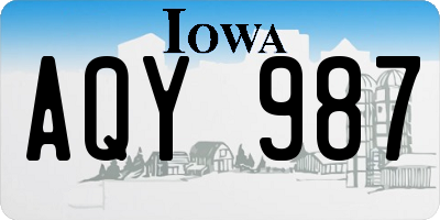 IA license plate AQY987