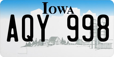 IA license plate AQY998