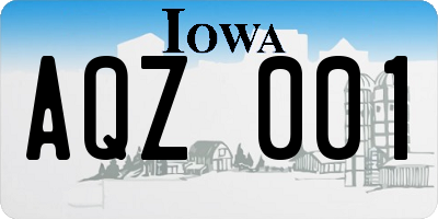 IA license plate AQZ001