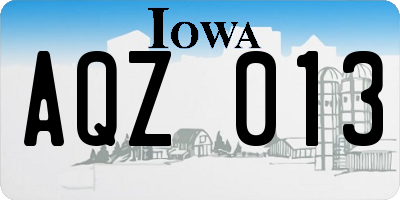 IA license plate AQZ013