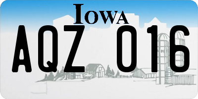 IA license plate AQZ016