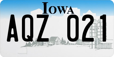 IA license plate AQZ021