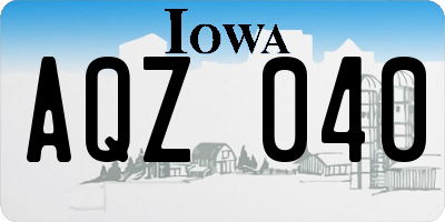 IA license plate AQZ040