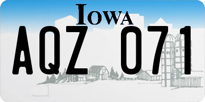 IA license plate AQZ071