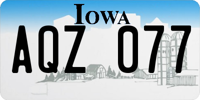IA license plate AQZ077