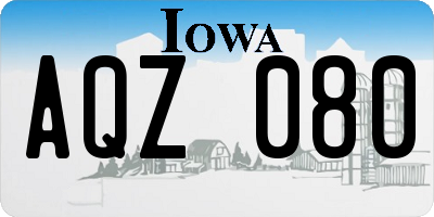 IA license plate AQZ080