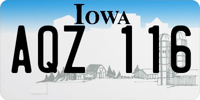 IA license plate AQZ116