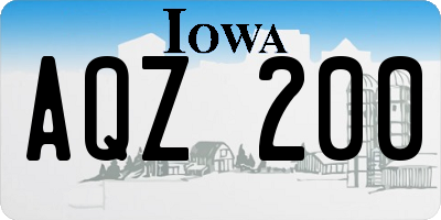 IA license plate AQZ200