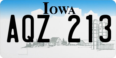 IA license plate AQZ213