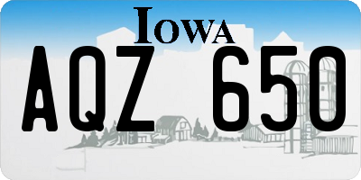 IA license plate AQZ650