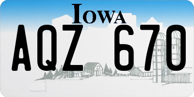 IA license plate AQZ670