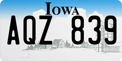IA license plate AQZ839