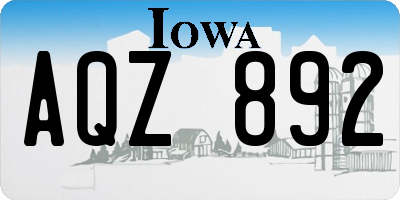 IA license plate AQZ892