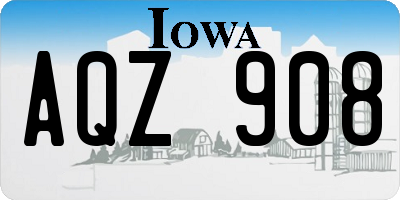 IA license plate AQZ908
