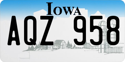 IA license plate AQZ958