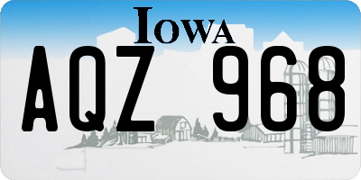 IA license plate AQZ968