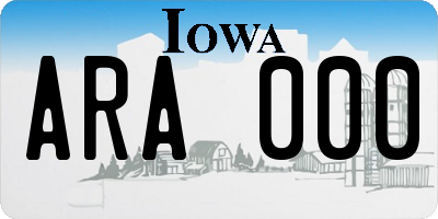 IA license plate ARA000