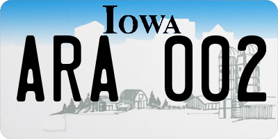 IA license plate ARA002