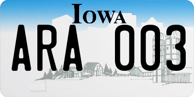 IA license plate ARA003