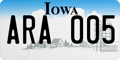 IA license plate ARA005