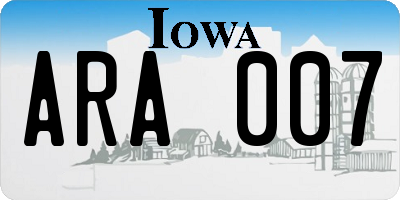 IA license plate ARA007