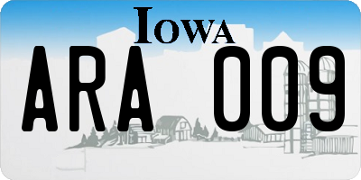 IA license plate ARA009