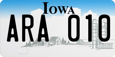 IA license plate ARA010