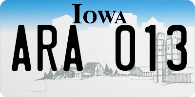 IA license plate ARA013