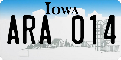IA license plate ARA014