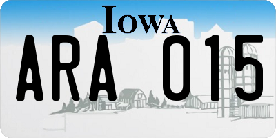 IA license plate ARA015