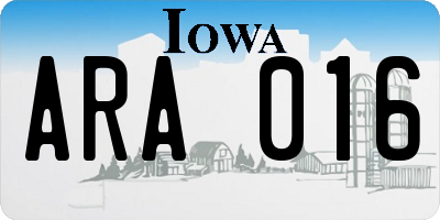 IA license plate ARA016