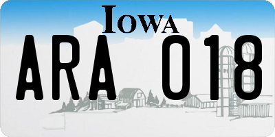 IA license plate ARA018