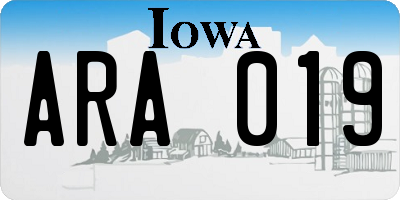 IA license plate ARA019