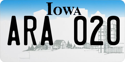 IA license plate ARA020