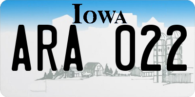 IA license plate ARA022