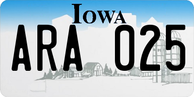 IA license plate ARA025